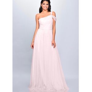 Theia One-Shoulder Blush Pink Bridesmaid Gown